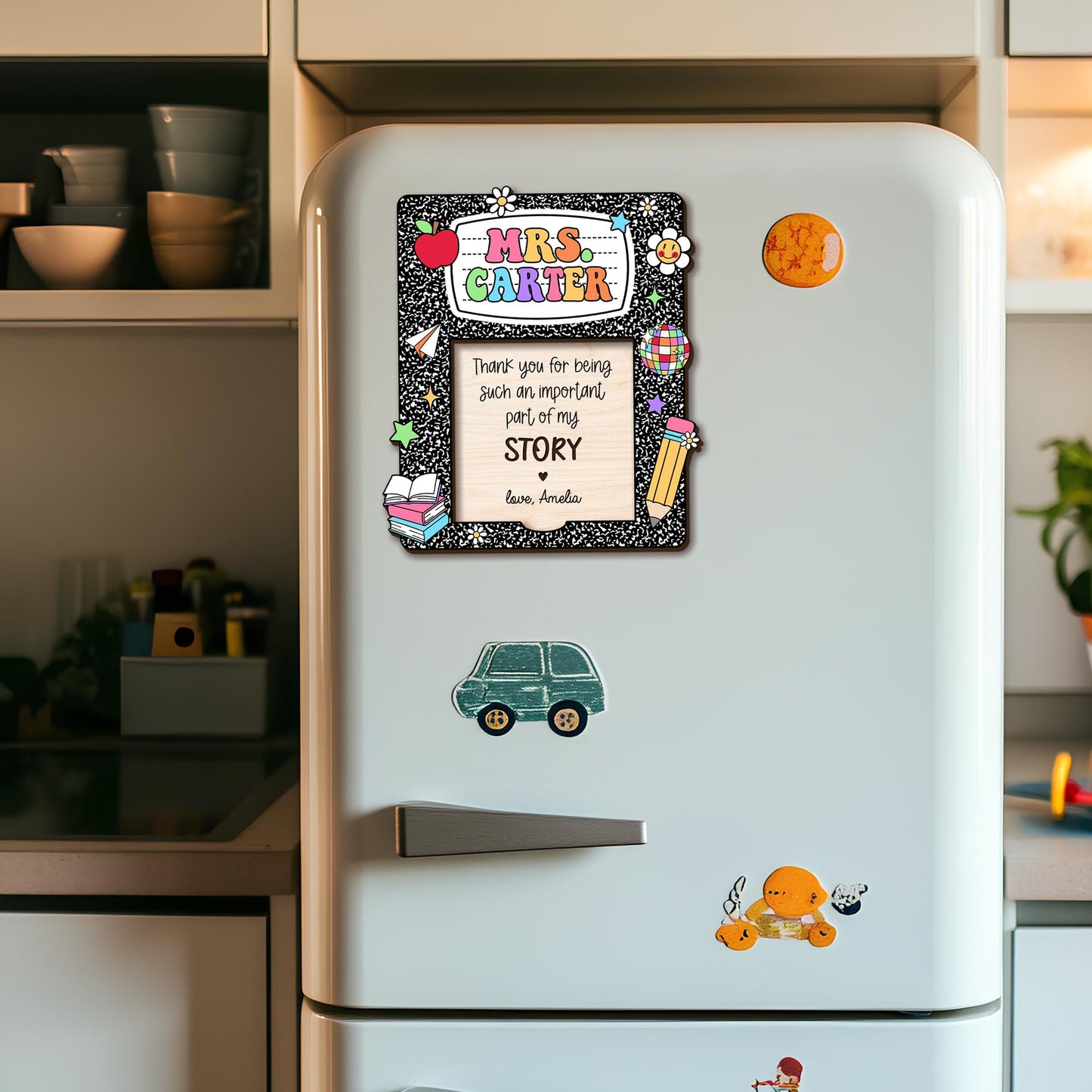 Personalized Teacher Sticky Note Holder, Teacher Notepad Holder, Teacher Appreciation magnet, Teacher Desk Decor, Back to School Gift