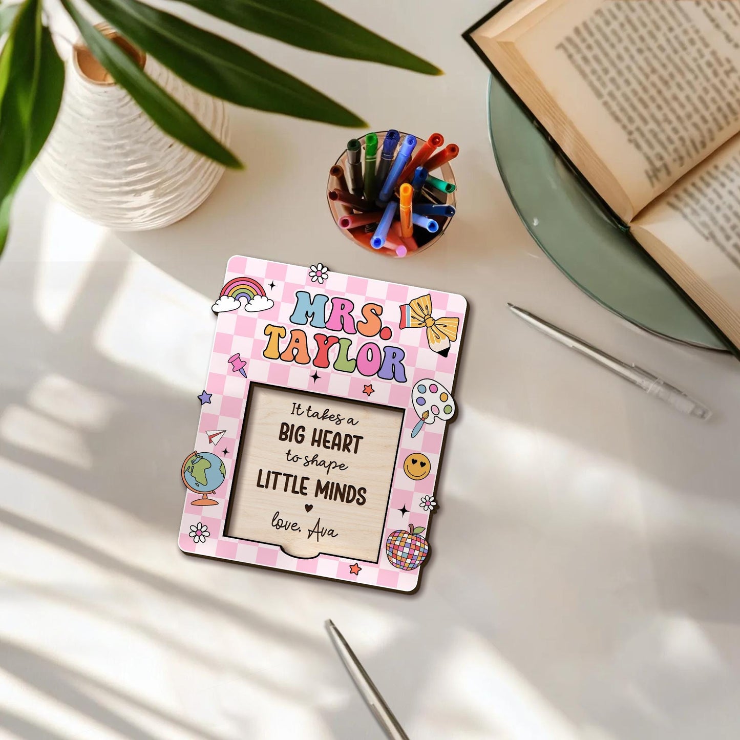 Personalized Teacher Sticky Note Holder, Teacher Notepad Holder, Teacher Appreciation magnet, Teacher Desk Decor, Back to School Gift