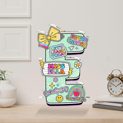 Personalized Teacher Name Acrylic Block Composition Book, Teacher Acrylic Name Plate Custom Desk Plaque Name Sign, Teacher Appreciation Gift