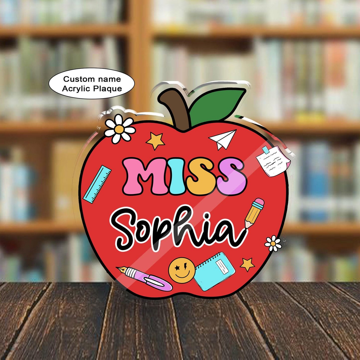 Custom Teacher Acrylic Block for Desk, Teacher Name Plate Acrylic Plaque, Teacher Appreciation Gift, Back To School Gift, Desk Name Plaque