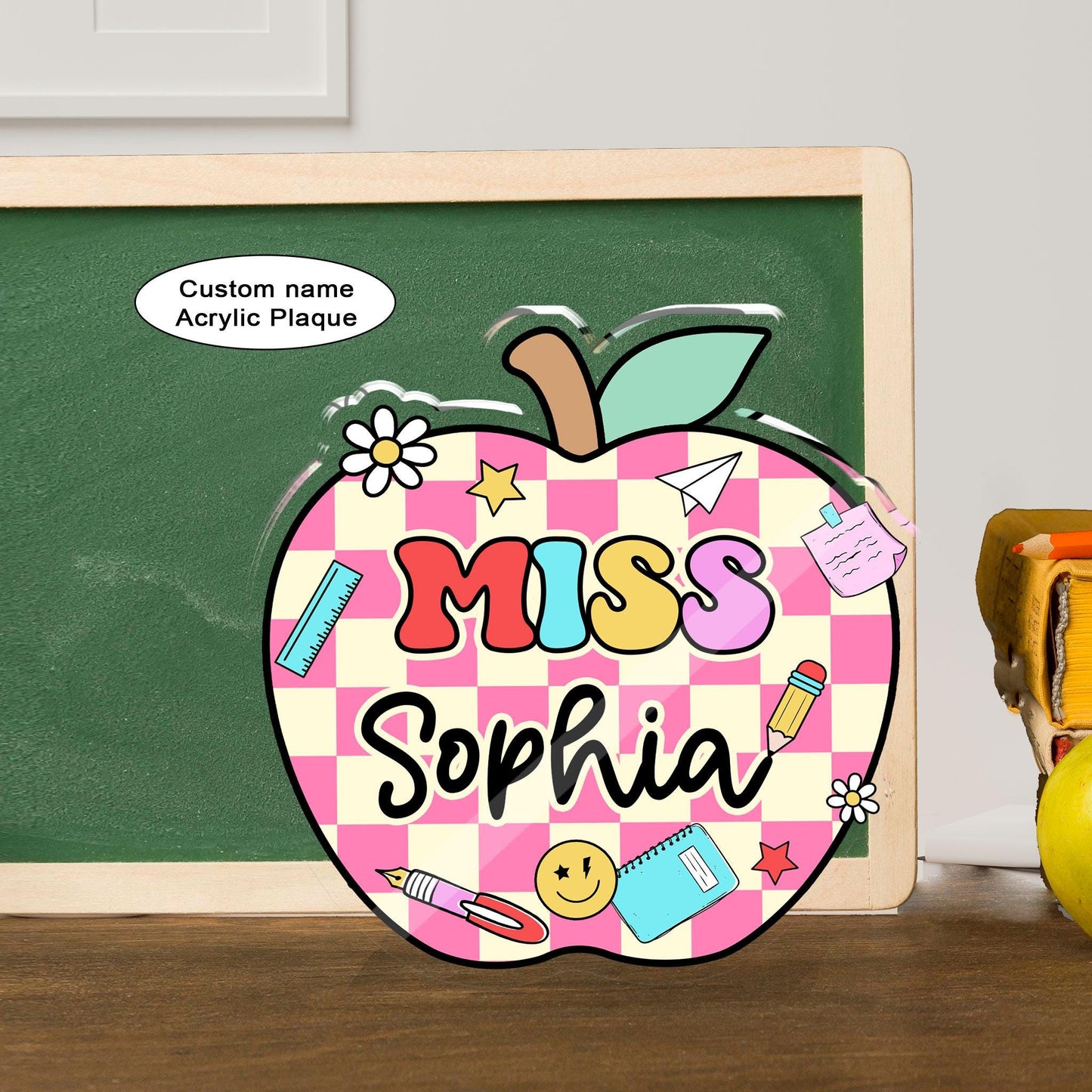 Custom Teacher Acrylic Block for Desk, Teacher Name Plate Acrylic Plaque, Teacher Appreciation Gift, Back To School Gift, Desk Name Plaque