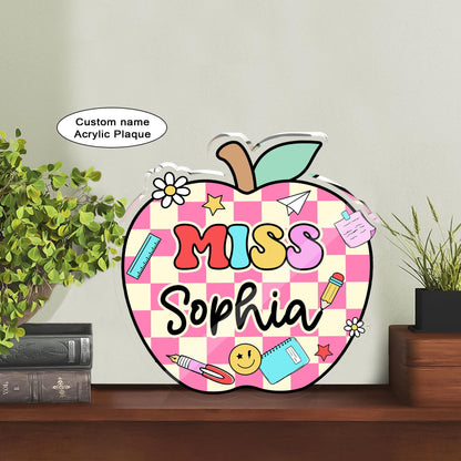 Custom Teacher Acrylic Block for Desk, Teacher Name Plate Acrylic Plaque, Teacher Appreciation Gift, Back To School Gift, Desk Name Plaque