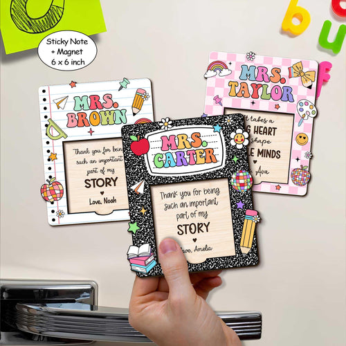 Custom Sticky Note Holder With Magnet Composition Book Teacher Notepad Holder, Thank You Gift Teacher Appreciation Gift, Back to School Gift