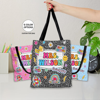 Personalized Teacher Tote Bag Composition Book, Back To School Teacher Bag, Teacher Gift Teacher Thank You Gift, Teacher Appreciation Gift