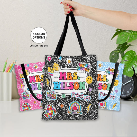 Personalized Teacher Tote Bag Composition Book, Back To School Teacher Bag, Teacher Gift Teacher Thank You Gift, Teacher Appreciation Gift