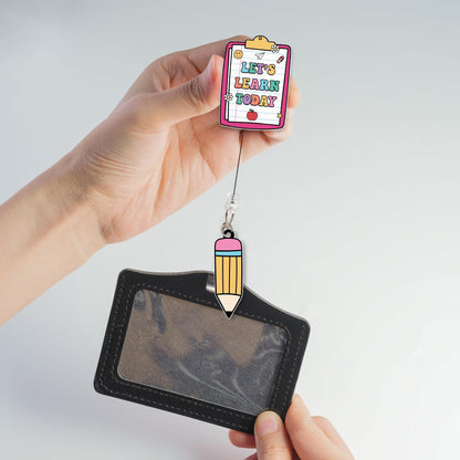 Personalized Teacher Badge Reel With Charm, ID Holder, Interchangeable Badge Reel, Teacher Appreciation Gift, Back to School Teacher Gift