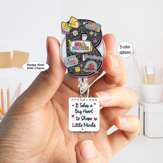 Teacher Badge Reel Composition Notebook Badge Reel, Custom ID Holder, Retractable Badge Reel, Teacher Appreciation Gift, Back to School Gift