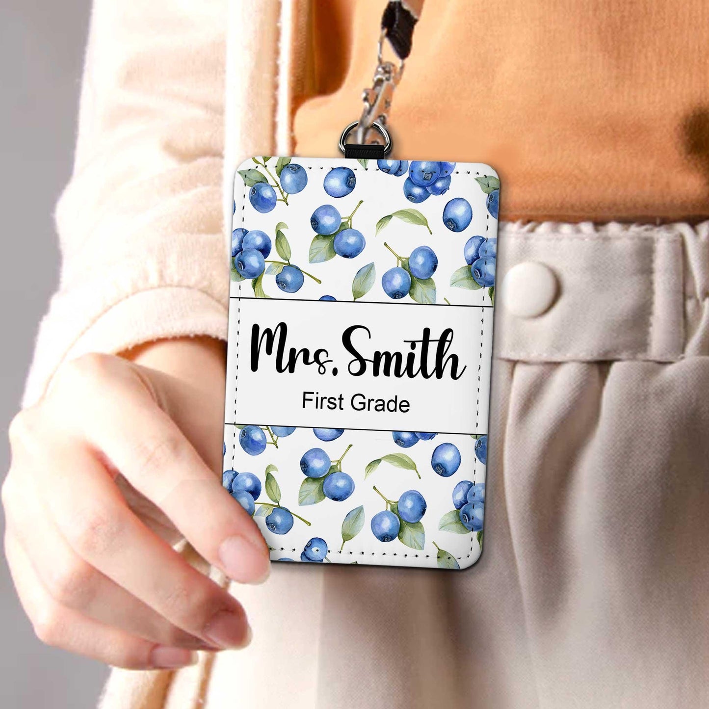 Custom Teacher ID Badge Holder ID Holder Teacher Apple Strawberry, Personalized Teacher Gift, Teacher Appreciation Gift, Back To School Gift