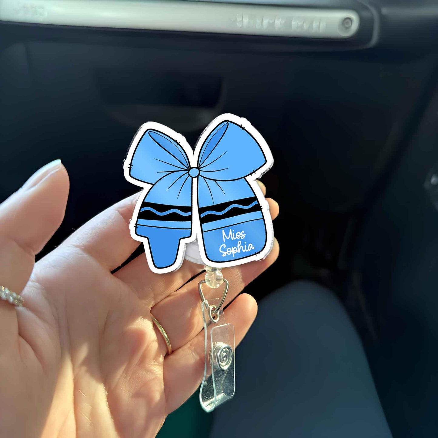 Custom Teacher Badge Reel Name, ID Holder Teacher Pencil Paper Bow, Retractable Badge Reel, Teacher Appreciation Gift, Back to School Gift