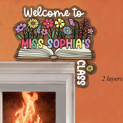 Classroom Doorframe Sign, Teacher Door Hanger With Flower, Classroom Door Sign, Doorframe Teacher, Back To School Sign, Teacher Appreciation