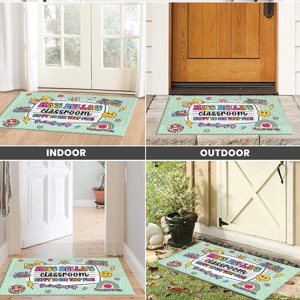 Personalized Teacher Classroom Doormat, Composition Notebook Classroom Office Doormat, Back to School Decor, Teacher Appreciation Gifts