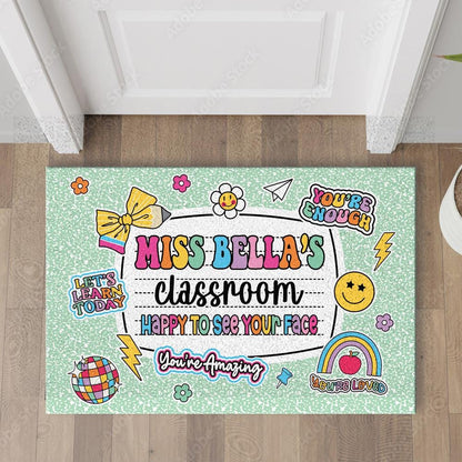 Personalized Teacher Classroom Doormat, Composition Notebook Classroom Office Doormat, Back to School Decor, Teacher Appreciation Gifts