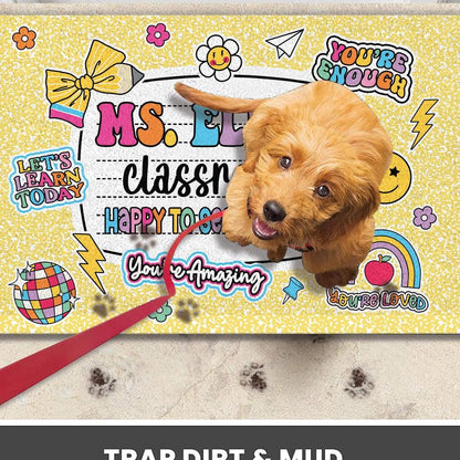 Personalized Teacher Classroom Doormat, Composition Notebook Classroom Office Doormat, Back to School Decor, Teacher Appreciation Gifts