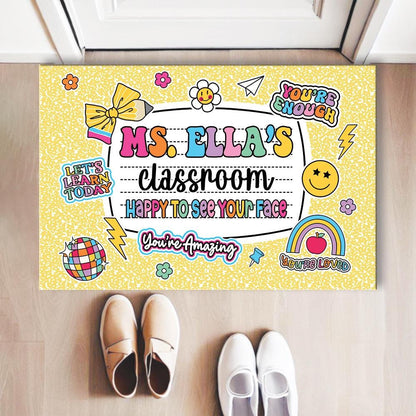 Personalized Teacher Classroom Doormat, Composition Notebook Classroom Office Doormat, Back to School Decor, Teacher Appreciation Gifts