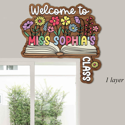 Classroom Doorframe Sign, Teacher Door Hanger With Flower, Classroom Door Sign, Doorframe Teacher, Back To School Sign, Teacher Appreciation