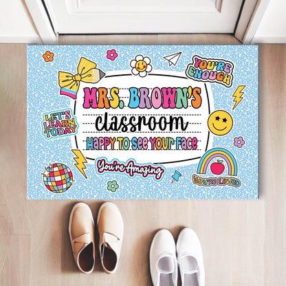 Personalized Teacher Classroom Doormat, Composition Notebook Classroom Office Doormat, Back to School Decor, Teacher Appreciation Gifts