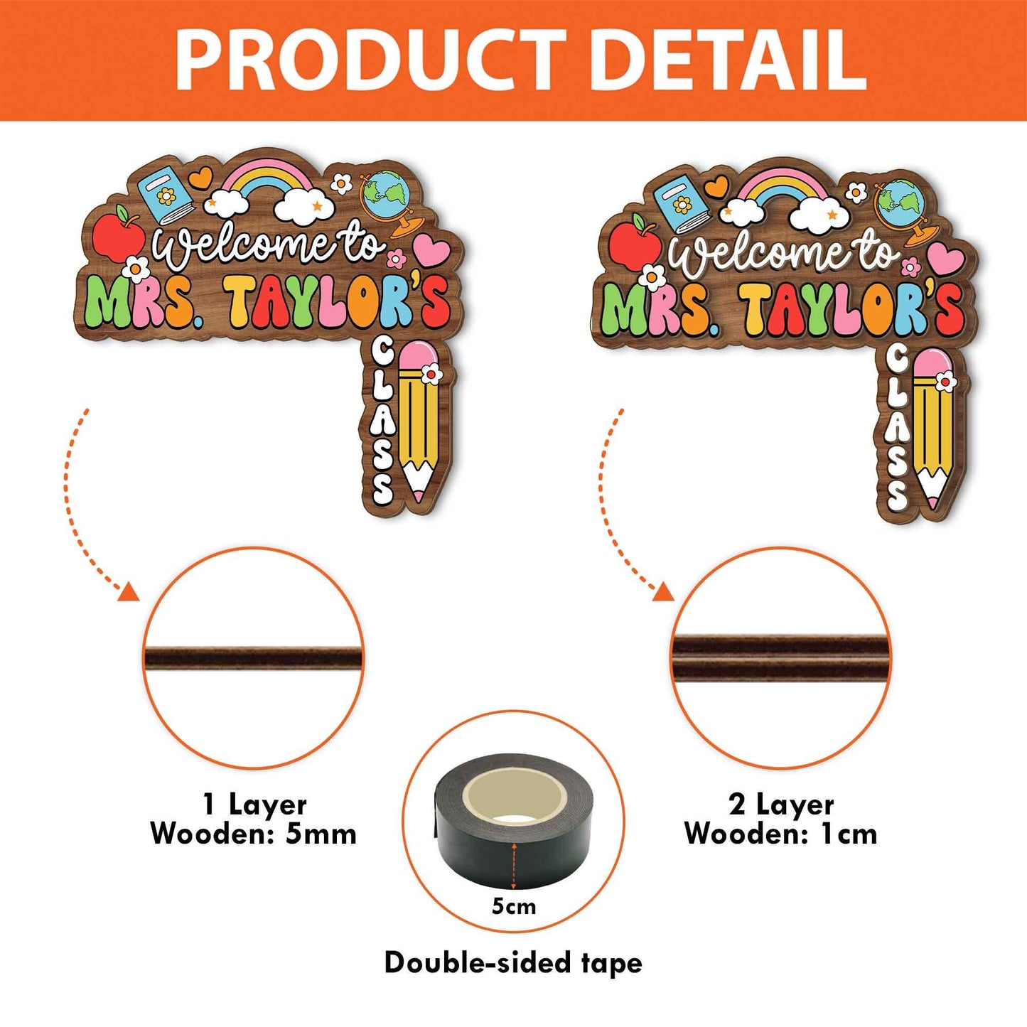 Personalized Teacher Doorframe Teacher Welcome Sign Classroom Custom Door Hanger, Teacher Appreciation Gift, Door Corner Sign, Teacher Gift