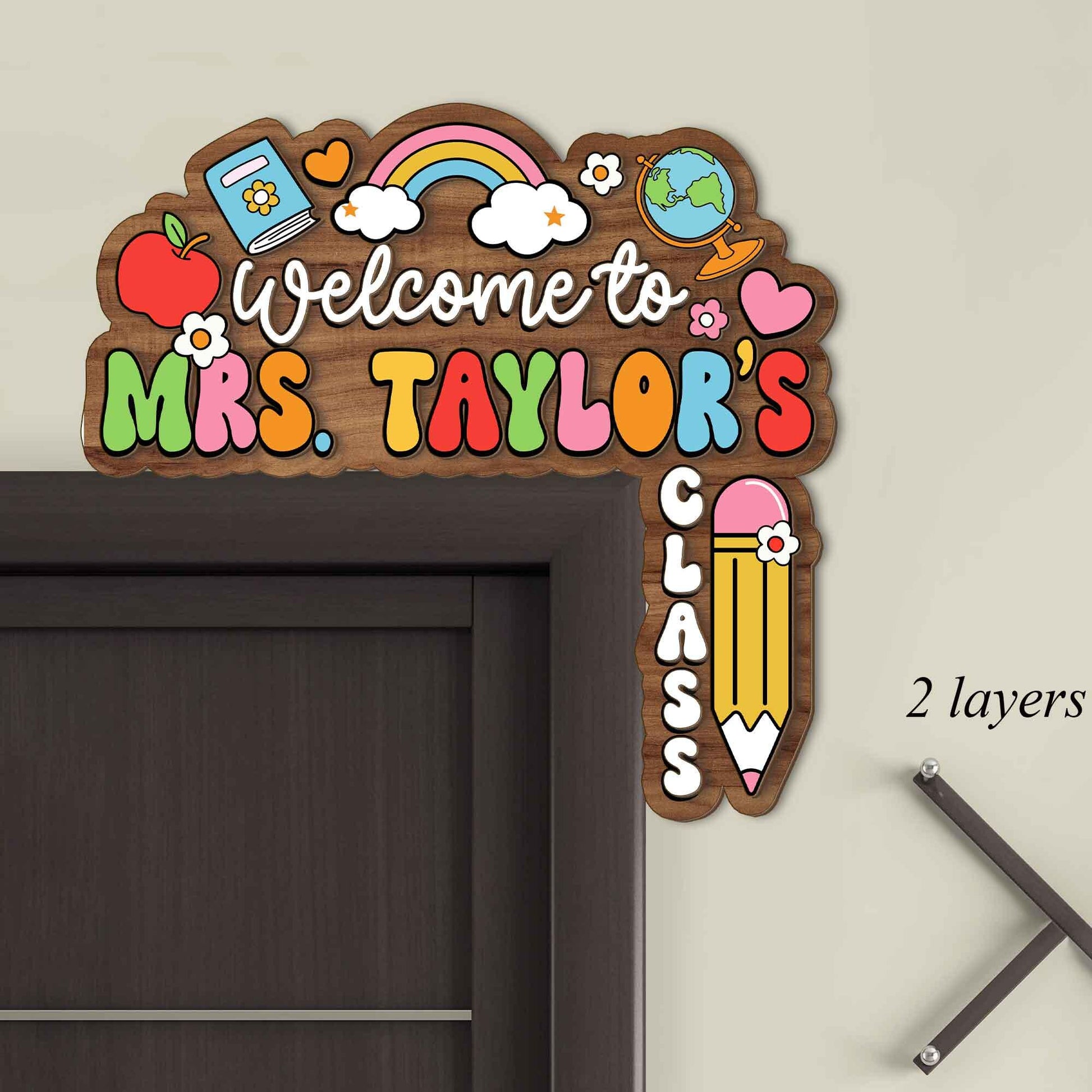 Personalized Teacher Doorframe Teacher Welcome Sign Classroom Custom Door Hanger, Teacher Appreciation Gift, Door Corner Sign, Teacher Gift