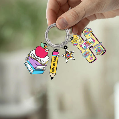 Custom Teacher Bag Chain, Teacher Name Tag School Backpack Teacher Alphabet Pencil Keychain, Back To School Gift, Teacher Appreciation Gift