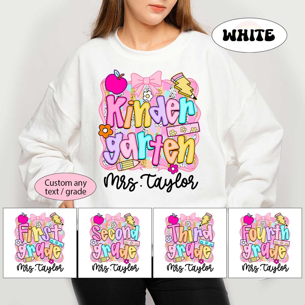 Personalized Teacher Shirt, Custom Grade, Back To School Cotton Tee