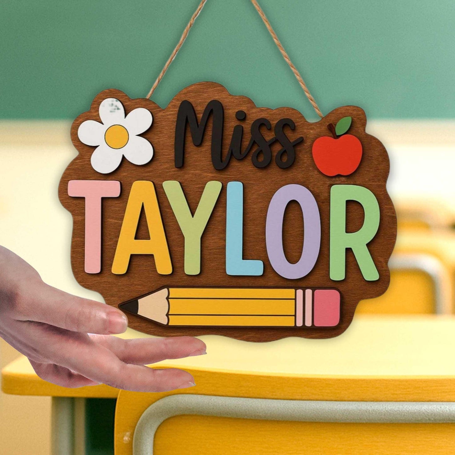 Custom 3D Teacher Door Hanger With Name, Gift For Teacher, Teacher Name Sign Classroom Decor, Back To School Gift, Teacher Appreciation Gift
