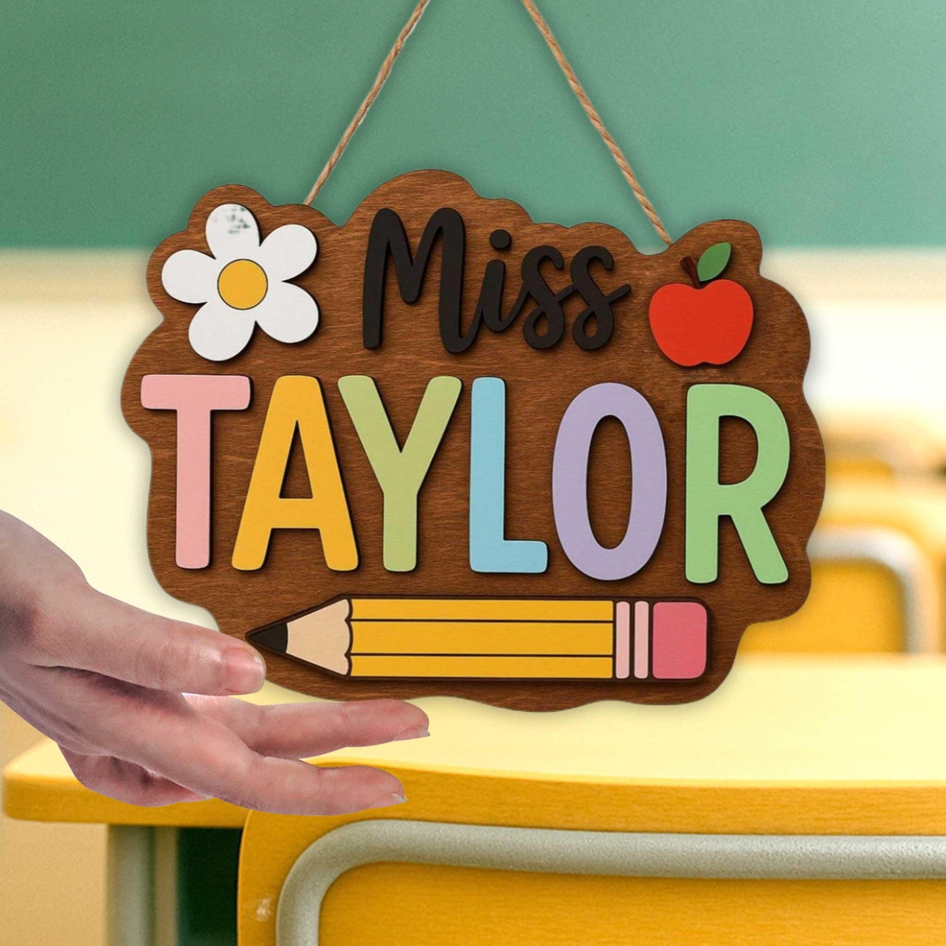 Custom 3D Teacher Door Hanger With Name, Gift For Teacher, Teacher Name Sign Classroom Decor, Back To School Gift, Teacher Appreciation Gift