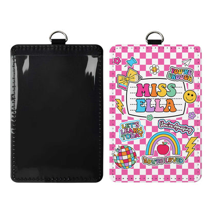 Teacher ID Badge Holder, Teacher Appreciation Gift, Custom ID Holder School Supply Theme, Teacher Lanyard With Name, Back To School Gift