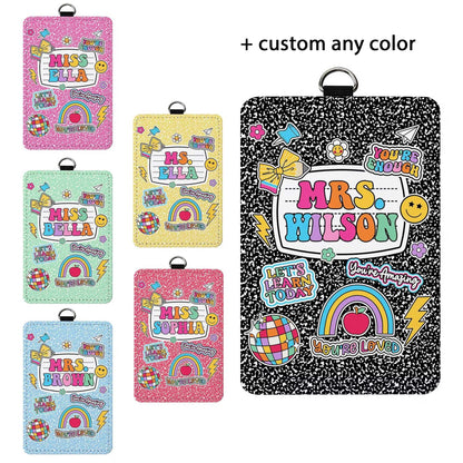 Personalized Teacher ID Badge Holder, Teacher Gift, Teacher Appreciation Gift, Back To School Gift, ID Holder Custom School Supply Theme