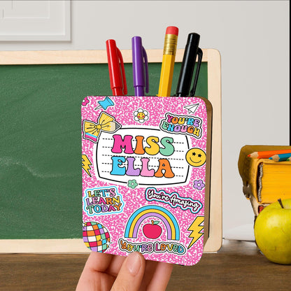 Custom Teacher Pencil Holder Composition Book, Teacher Gift, Teacher Appreciation Gift, Back To School Gift, Teacher Desk Name Pen Holder