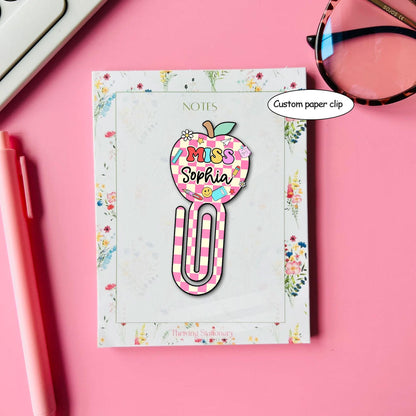 Custom Teacher Paper Clip Acrylic, Custom Made Apple Teacher Jumbo Paper Clips, Teacher Gift, Back To School Gift, Teacher Appreciation Gift