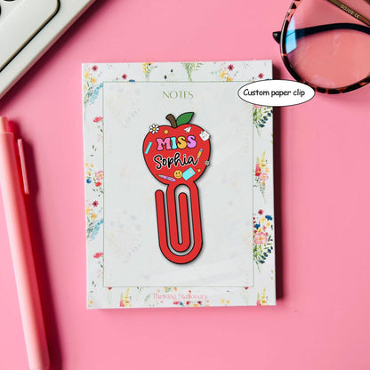 Custom Teacher Paper Clip Acrylic, Custom Made Apple Teacher Jumbo Paper Clips, Teacher Gift, Back To School Gift, Teacher Appreciation Gift