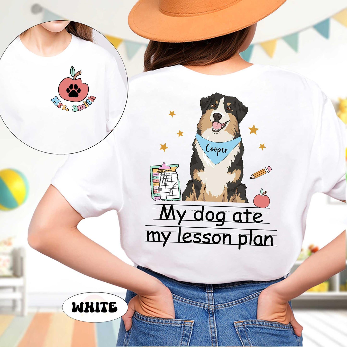 Custom Teacher Shirt My Dog Ate My Lesson Plan, Funny Teacher Shirt Teacher Life Dog Mom, Back To School Shirt, Teacher Appreciation Gift