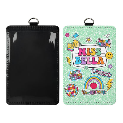 Teacher ID Badge Holder, Teacher Appreciation Gift, Back To School Gift, Teacher Lanyard With Name, Custom ID Holder School Supply Theme