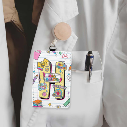 Personalized Teacher ID Badge Holder, ID Holder Custom School Supply Theme, Teacher Gifts, Teacher Appreciation Gift, Back To School Gift