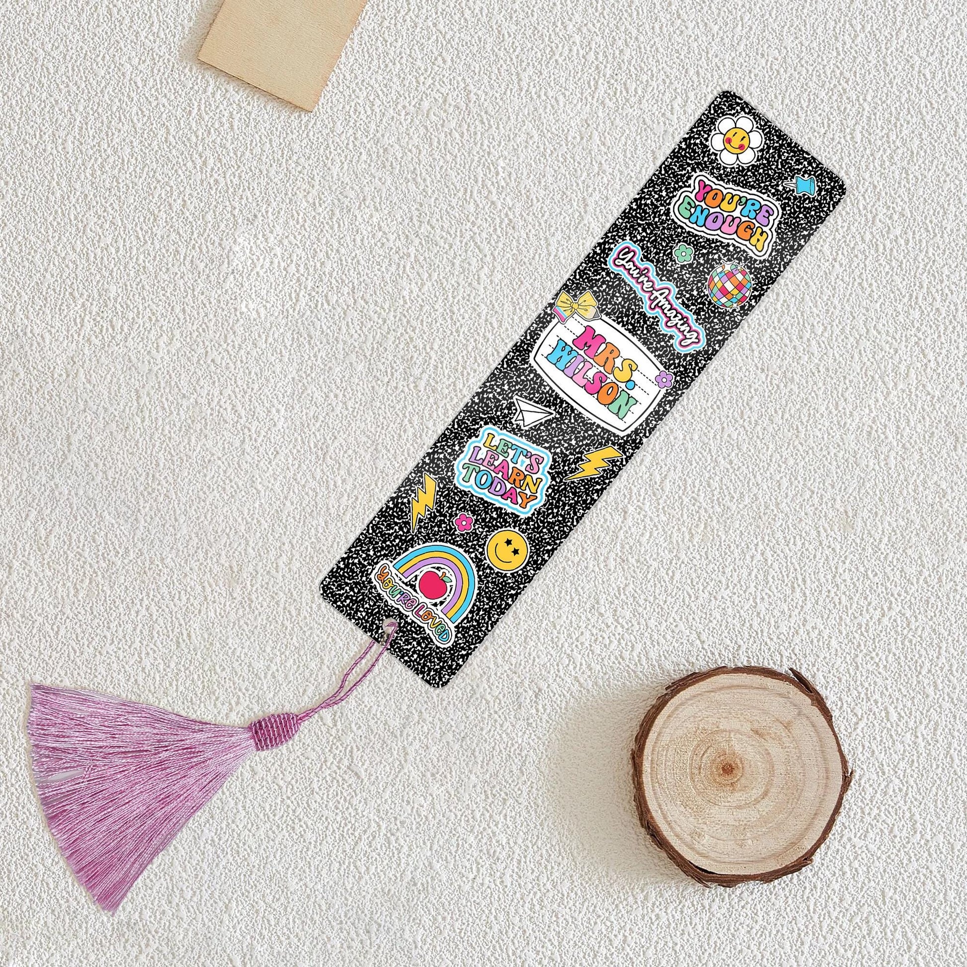 Personalized Teacher Bookmarks, Composition Book Bookmark Teacher Gifts, Teacher Appreciation Gift, Thank You Teacher, Back To School Gift