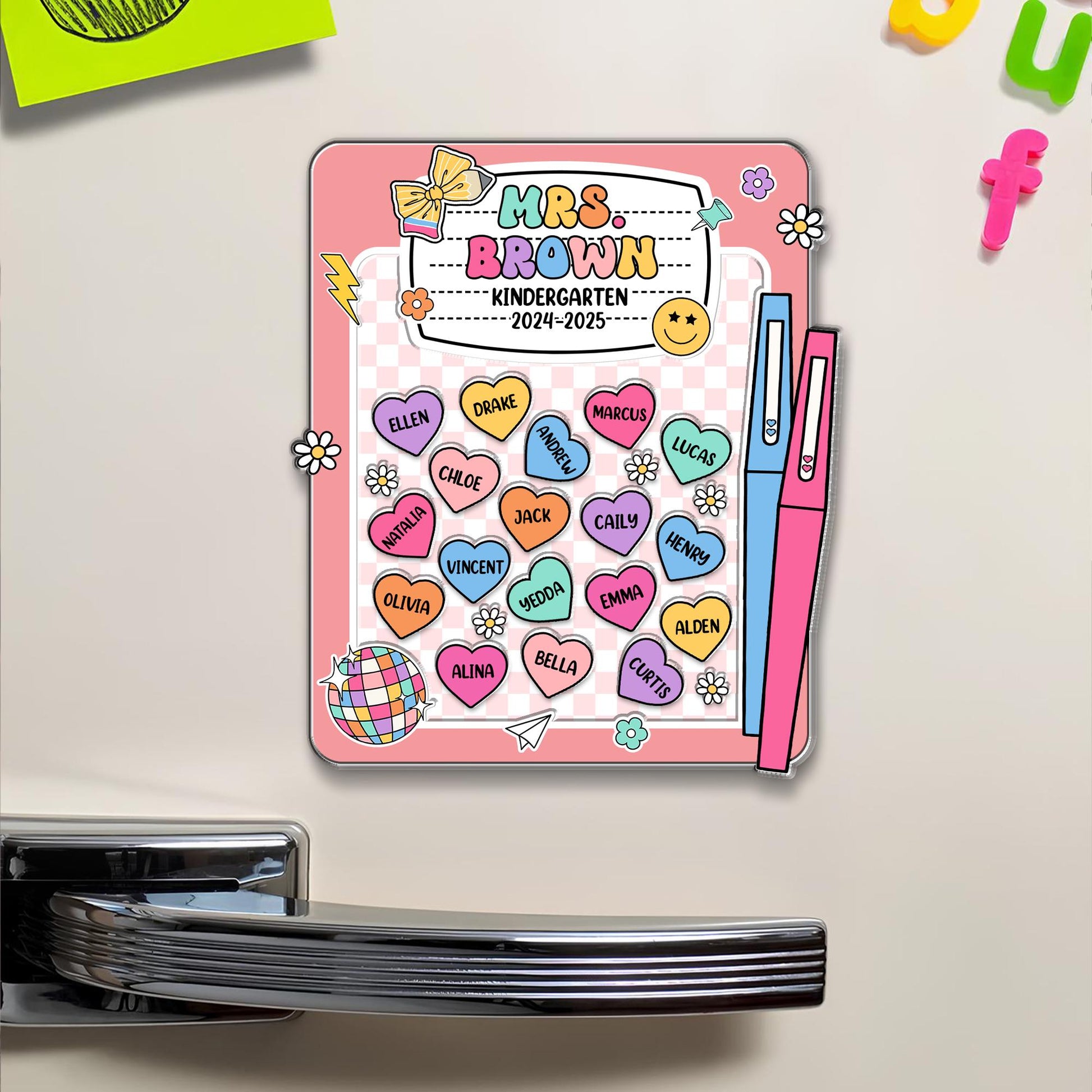 Kindergarten Teacher Appreciation Gift, Custom Teacher Shaker Magnet, Refrigerator Magnets, Back to School Gift, Composition Notebook Magnet