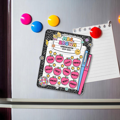 Custom Teacher Shaker Magnet, Composition Notebook Design