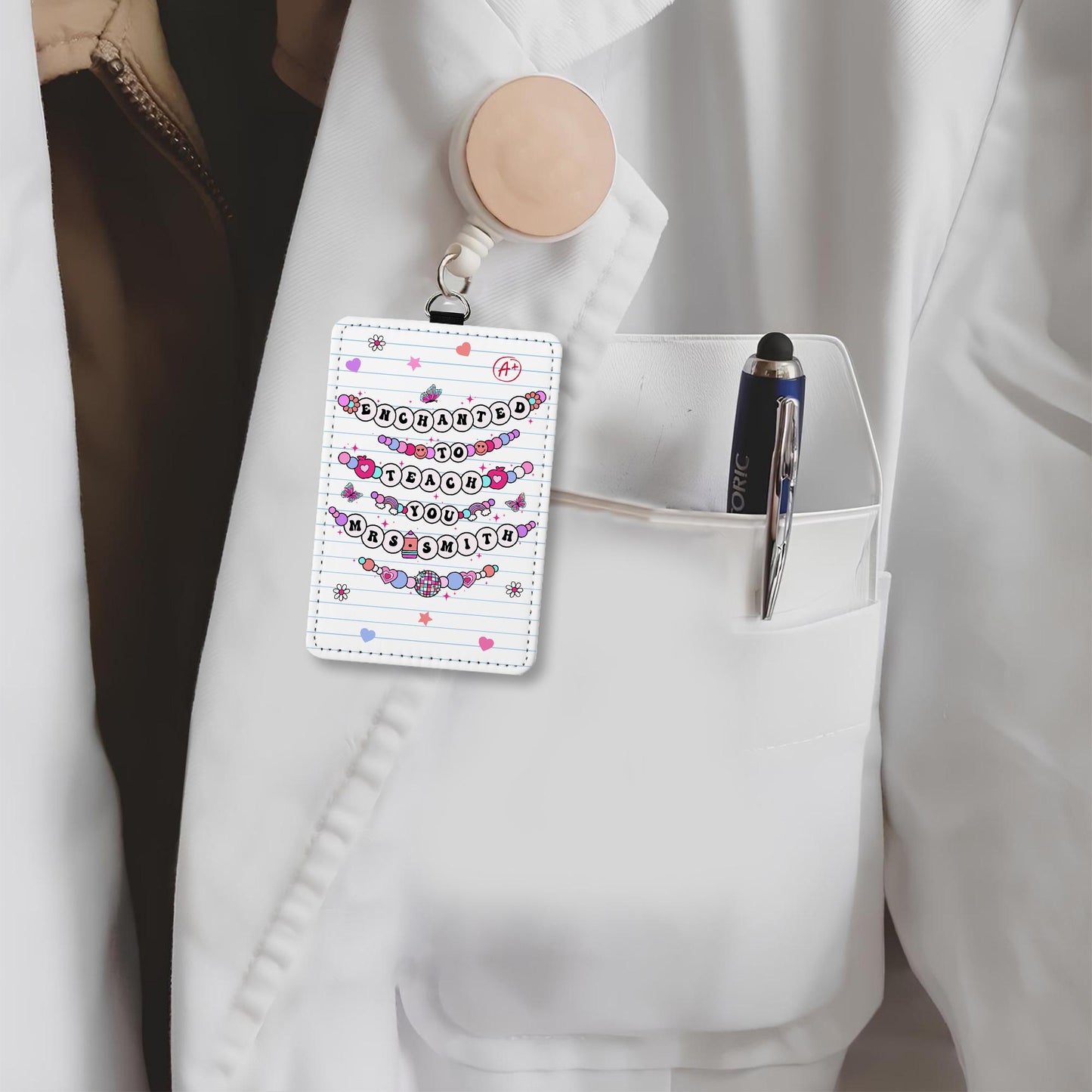 Teacher Appreciation Gift, Personalized Teacher ID Badge Holder, Teacher Gift Custom ID Holder, Enchanted To Teach You, Back To School Gift