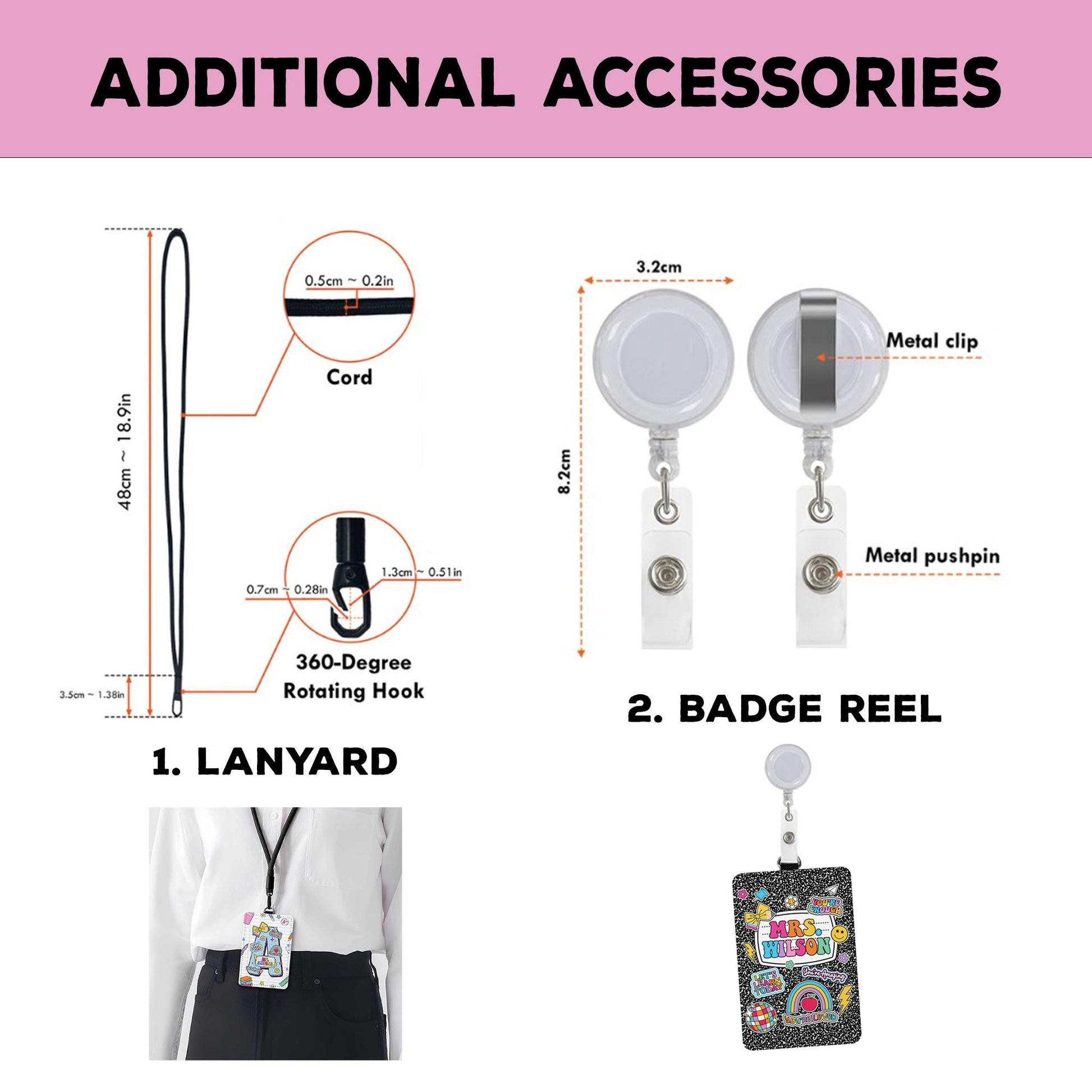 Personalized Teacher ID Badge Holder, Teacher Gift, Teacher Appreciation Gift, Back To School Gift, ID Holder Custom School Supply Theme