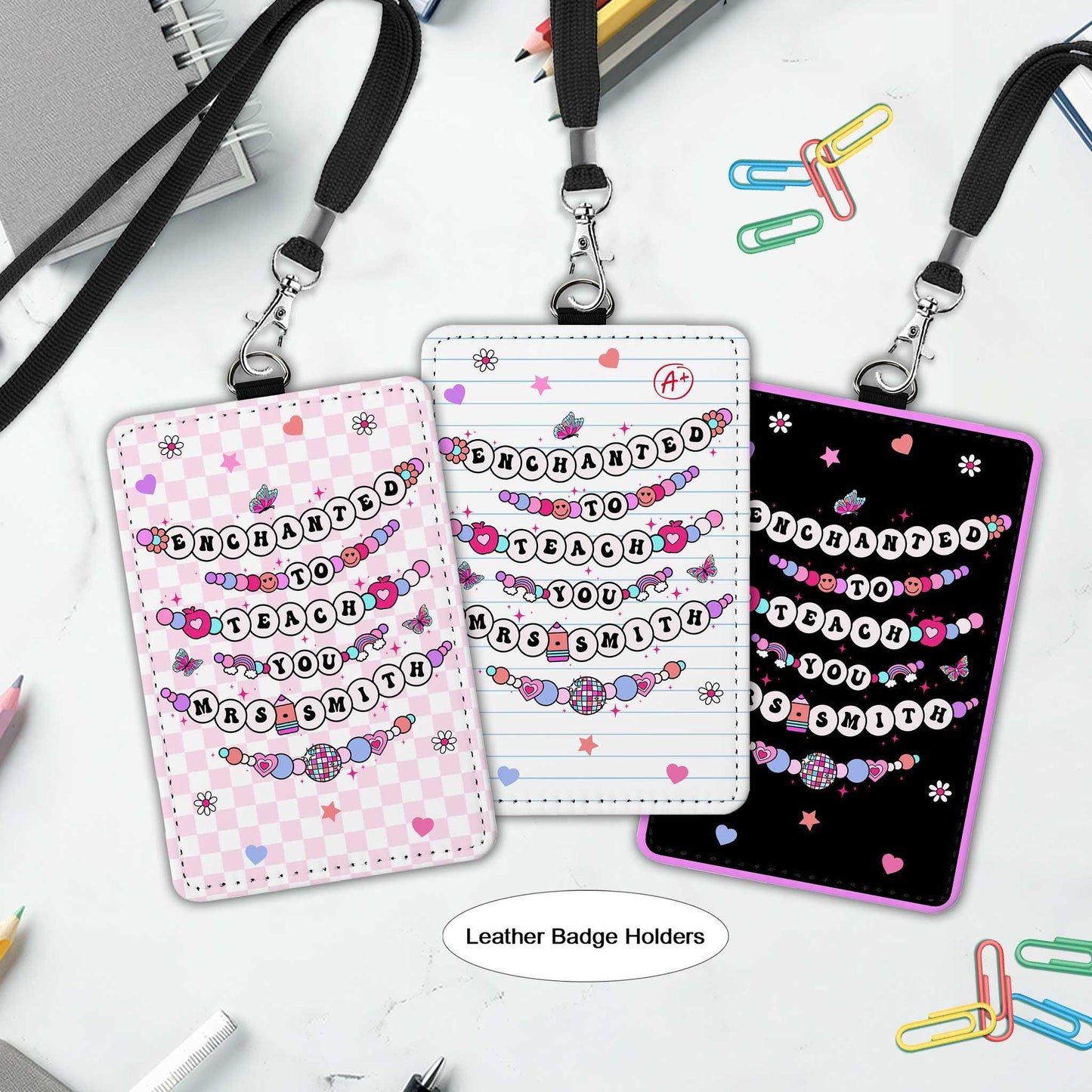 Teacher Appreciation Gift, Personalized Teacher ID Badge Holder, Teacher Gift Custom ID Holder, Enchanted To Teach You, Back To School Gift