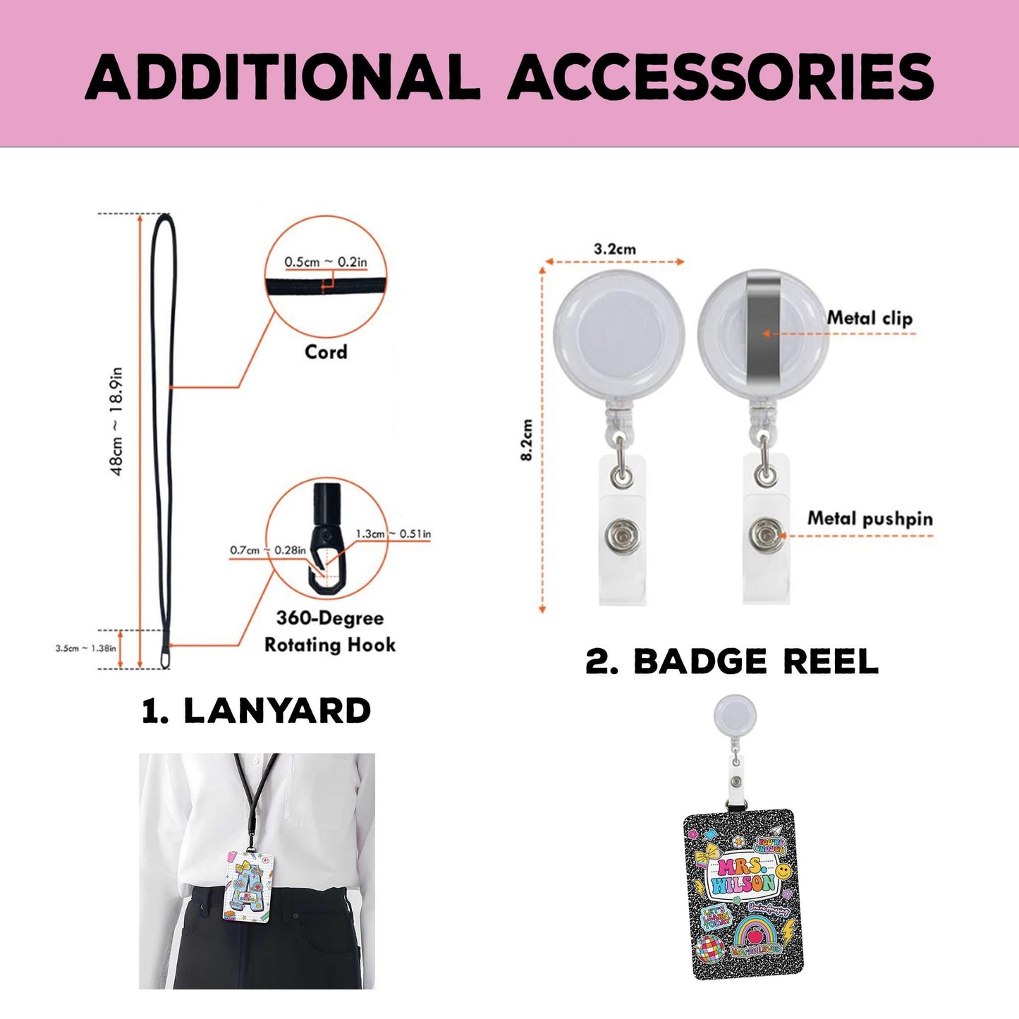 Teacher ID Badge Holder, Teacher Appreciation Gift, Back To School Gift, Teacher Lanyard With Name, Custom ID Holder School Supply Theme