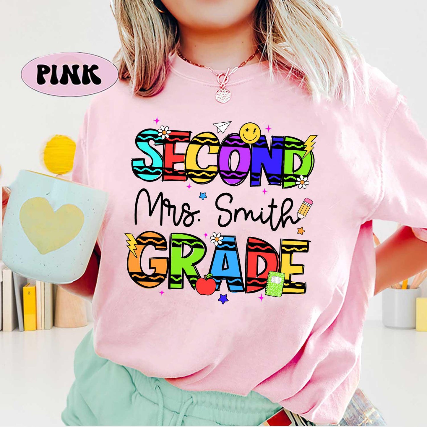 Custom Second Grade Teacher Shirt, 2nd Grade Teacher Shirt, Custom Teacher Name Shirt, Back To School Shirt, Teacher Appreciation Gift