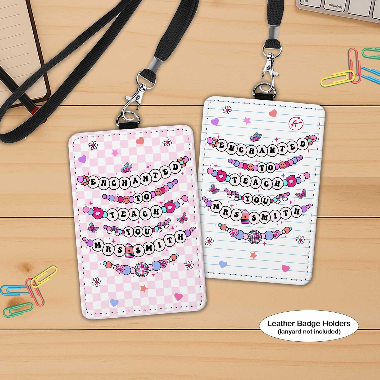 Teacher Appreciation Gift, Personalized Teacher ID Badge Holder, Teacher Gift Custom ID Holder, Enchanted To Teach You, Back To School Gift