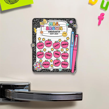 Kindergarten Teacher Appreciation Gift, Custom Teacher Shaker Magnet, Refrigerator Magnets, Back to School Gift, Composition Notebook Magnet