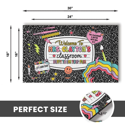 Personalized Teacher Classroom Doormat Composition Notebook Classroom Office Doormat, Teacher Gift Back To School, Teacher Appreciation Gift