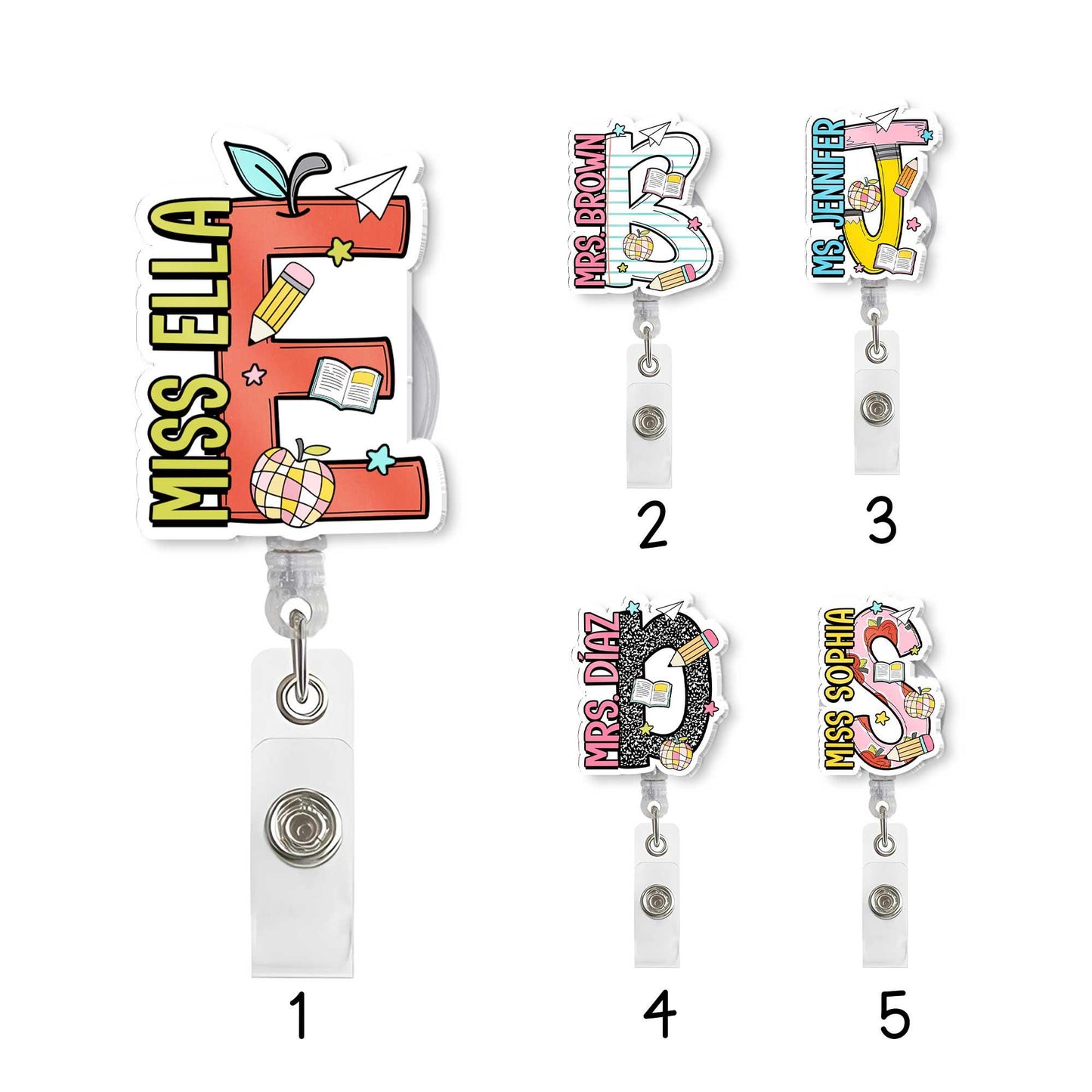 Personalized Teacher Badge Reel, Custom Teacher Name ID Holder Badge Reel, Retractable Badge Reel, Teacher Appreciation Gift, Back to School