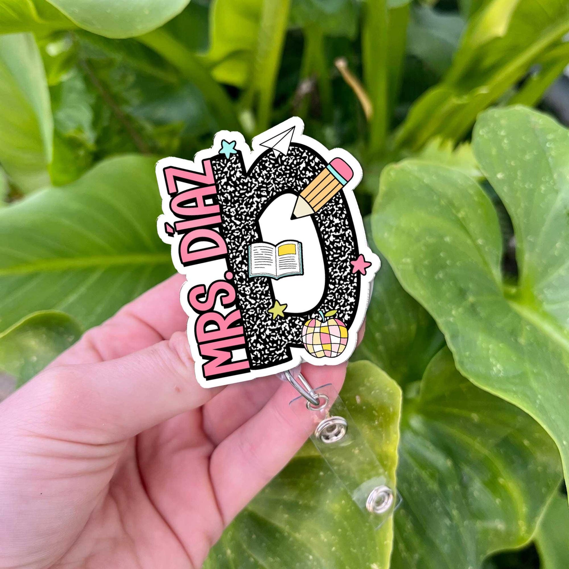 Personalized Teacher Badge Reel, Custom Teacher Name ID Holder Badge Reel, Retractable Badge Reel, Teacher Appreciation Gift, Back to School