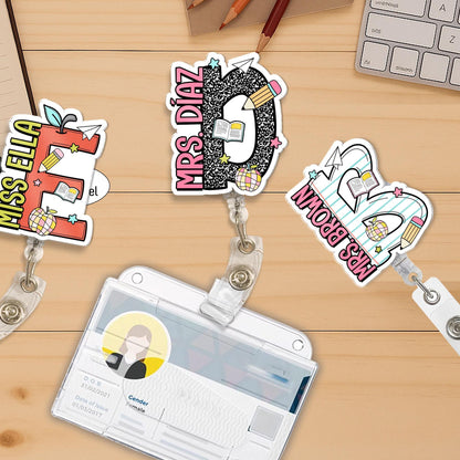 Personalized Teacher Badge Reel, Custom Teacher Name ID Holder Badge Reel, Retractable Badge Reel, Teacher Appreciation Gift, Back to School