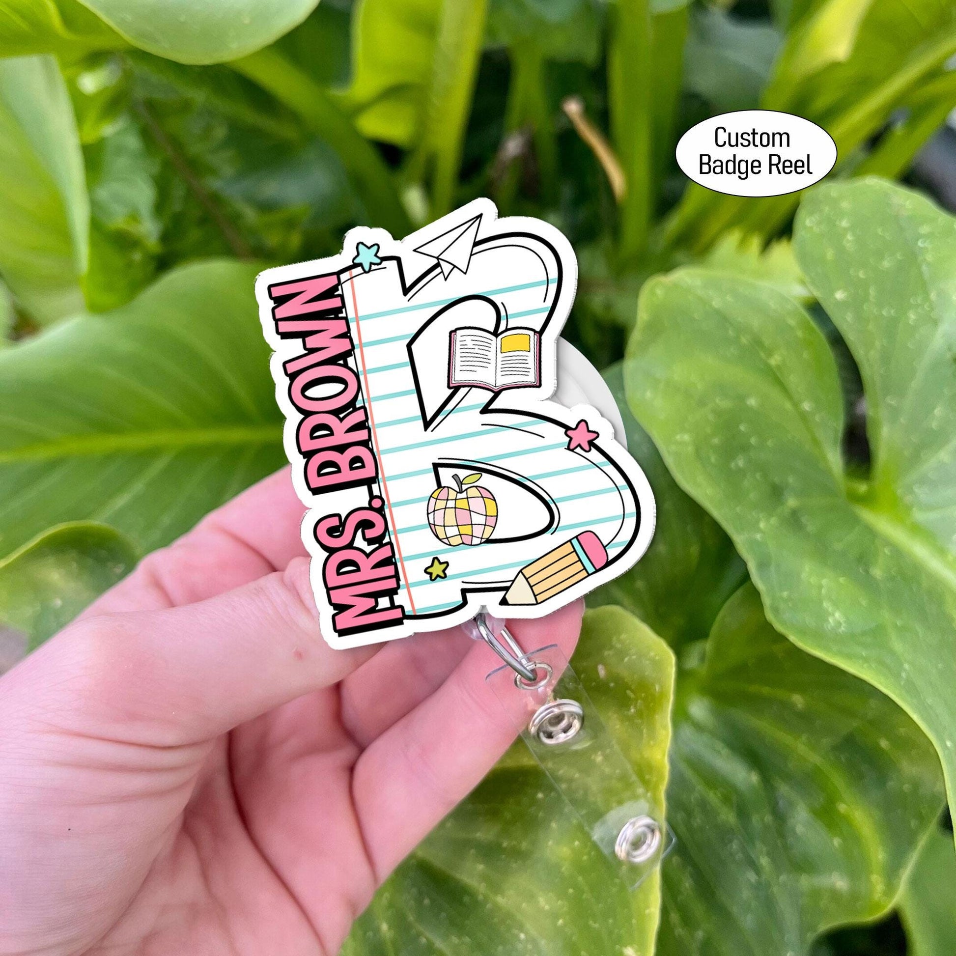 Personalized Teacher Badge Reel, Custom Teacher Name ID Holder Badge Reel, Retractable Badge Reel, Teacher Appreciation Gift, Back to School