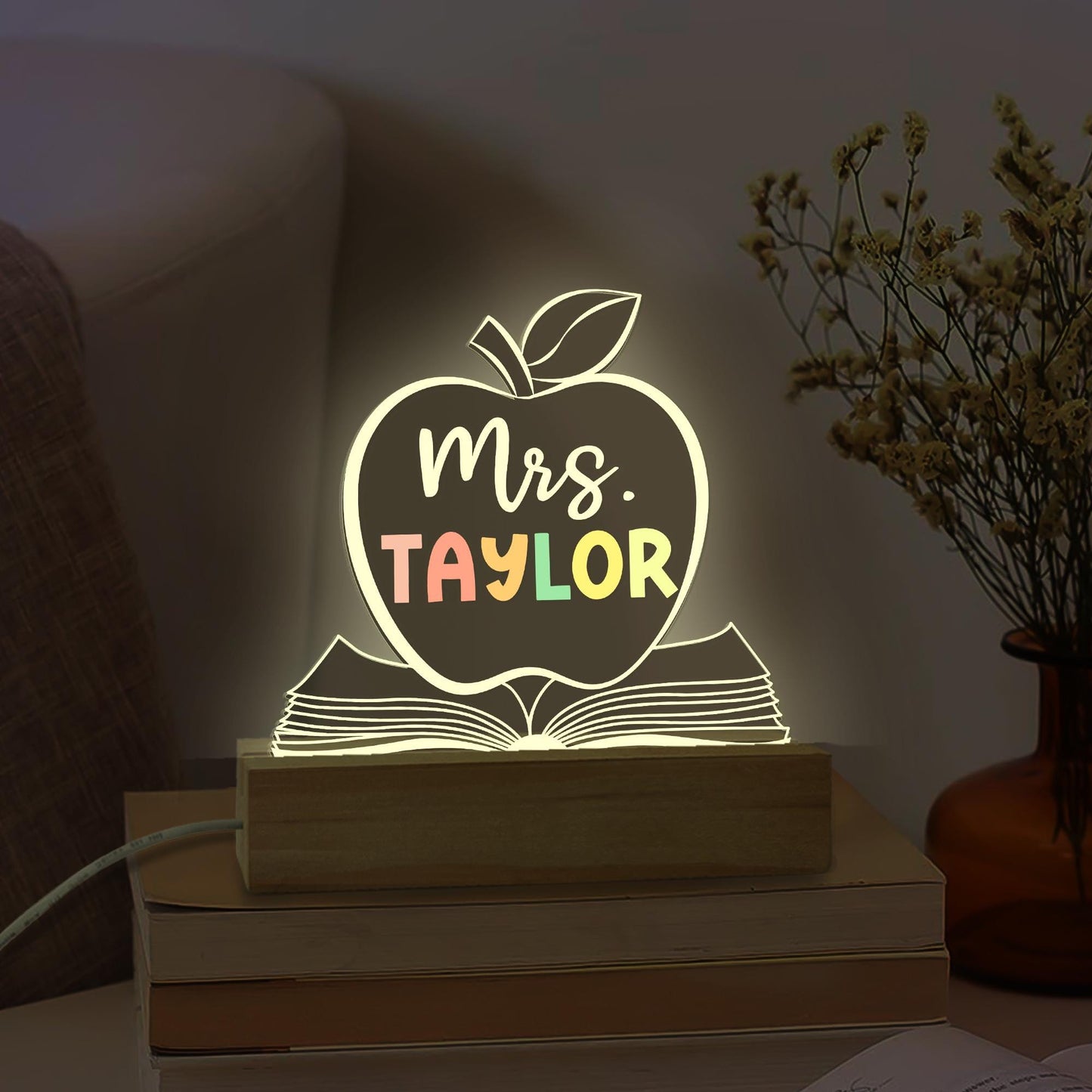 Personalized Teacher Night Light Custom Teacher Name Sign, Custom Name Light Classroom Decor, Back To School Gift, Teacher Appreciation Gift